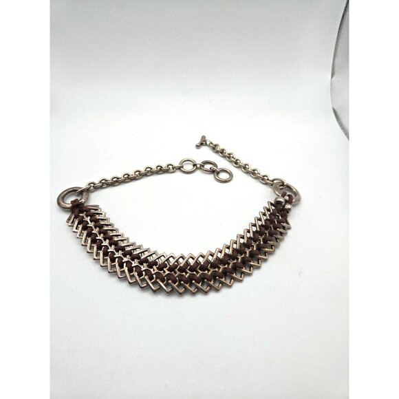 Ciclon Signed Modernist Leather wrap necklace made in Spain Vintage 18" - Picture 5 of 8